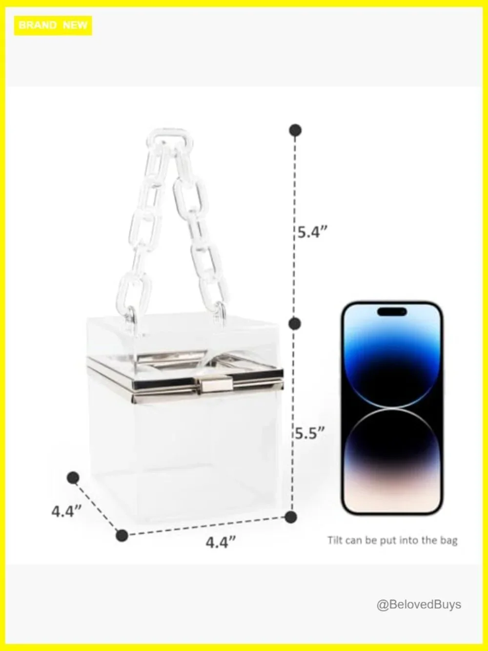 Clear Acrylic Clutch Bag Transparent Crossbody Evening Chain Strap